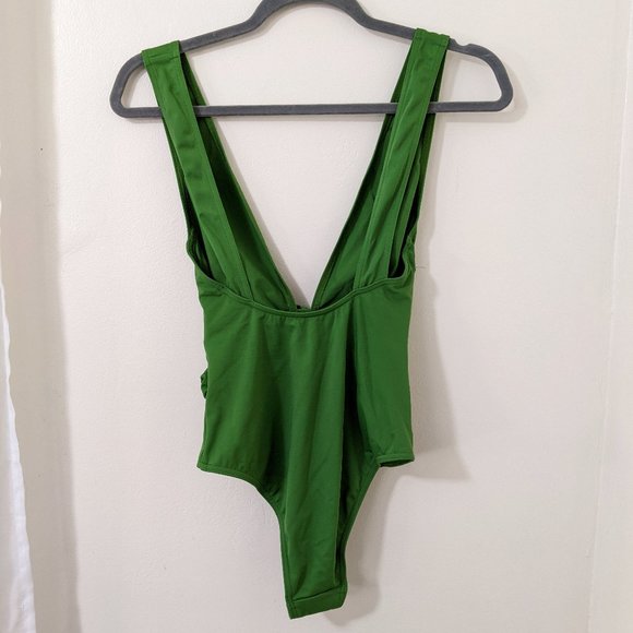ASOS Swim Green Plunge Neckline Bathing Suit 4 - Picture 6 of 10